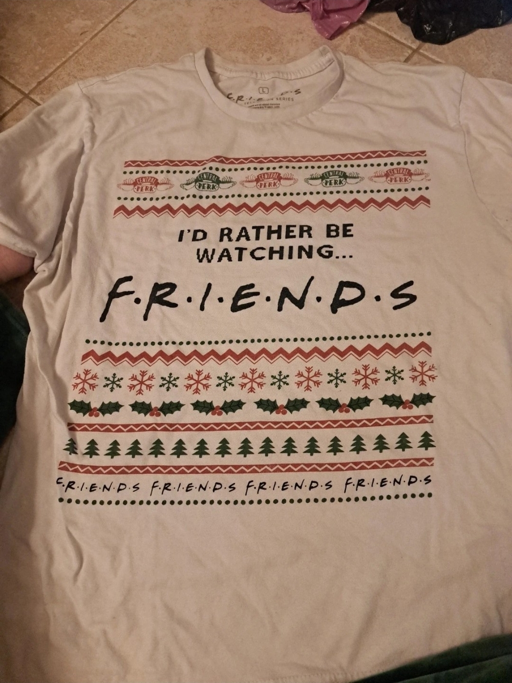 Mens White 'I'd Rather Be Watching Friends' Graphic Tee